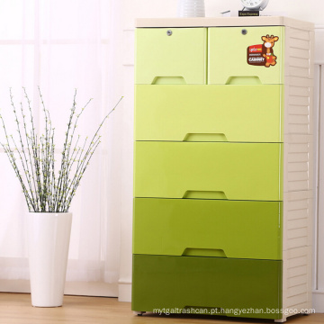 Moda verde gabinete de gaveta de plástico para casa (206026)